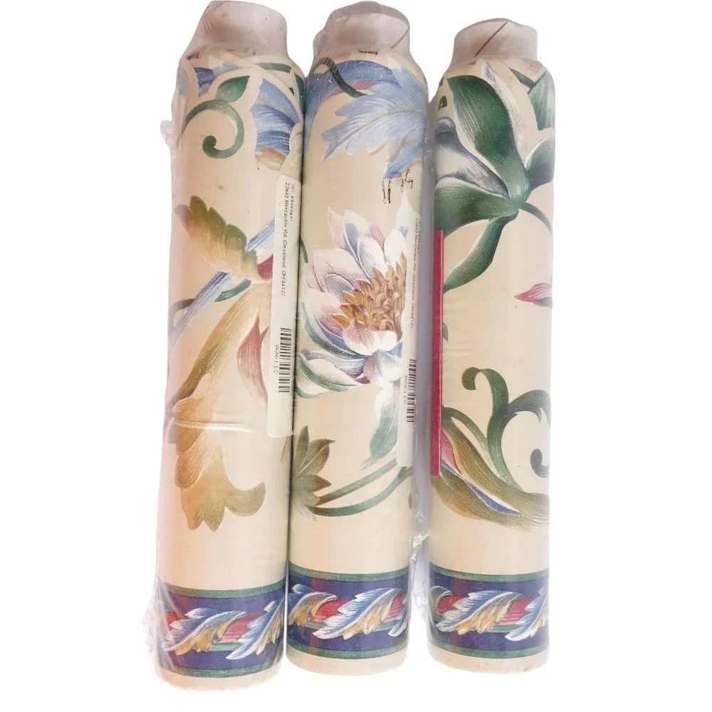 Birge Pre Cut Prepasted Decorative Floral Wallpaper‎ Borders Set of 3 Rolls